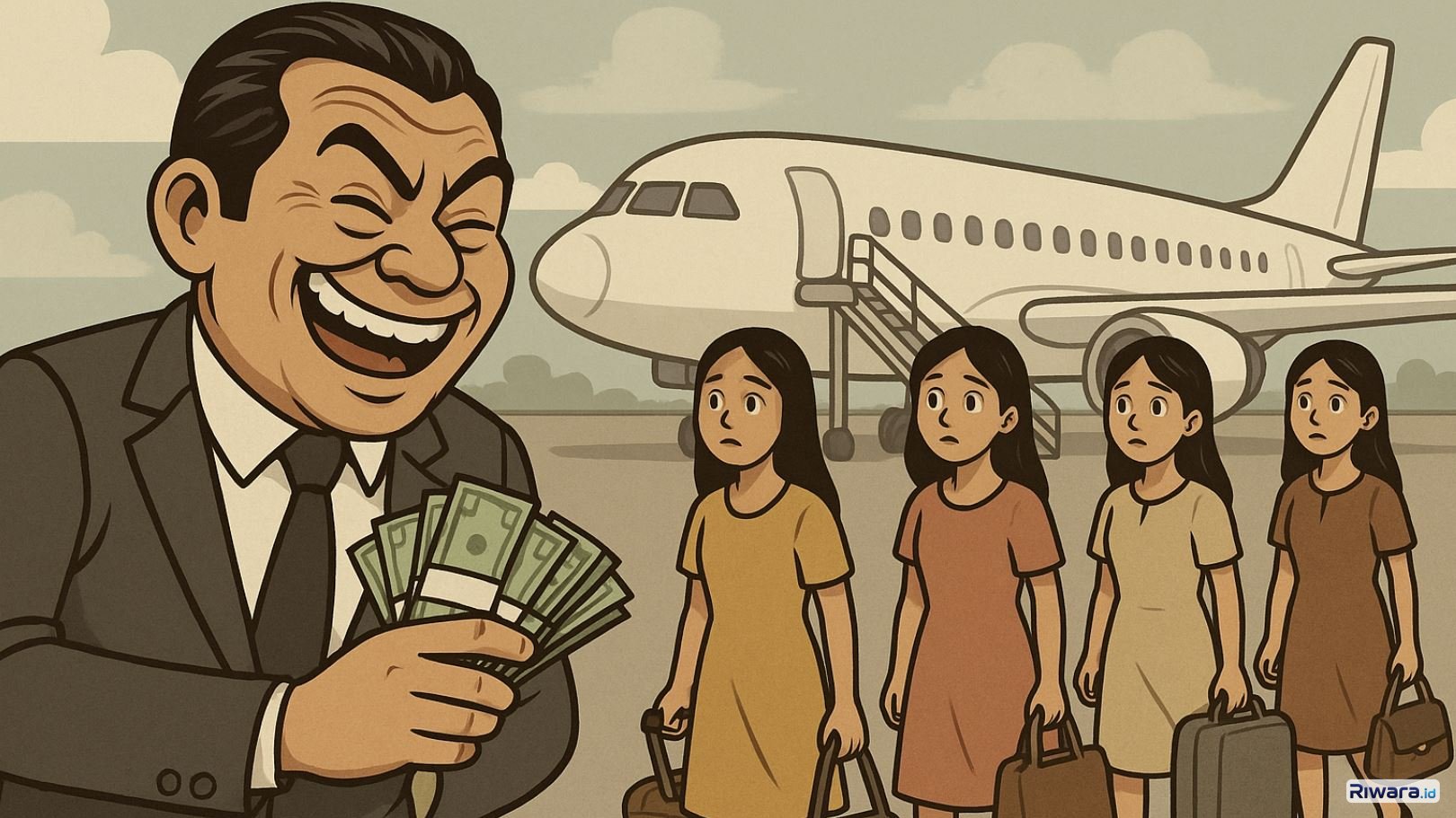 Ilustrasi perdagangan orang dibuat dengan bantuan ChatGPT